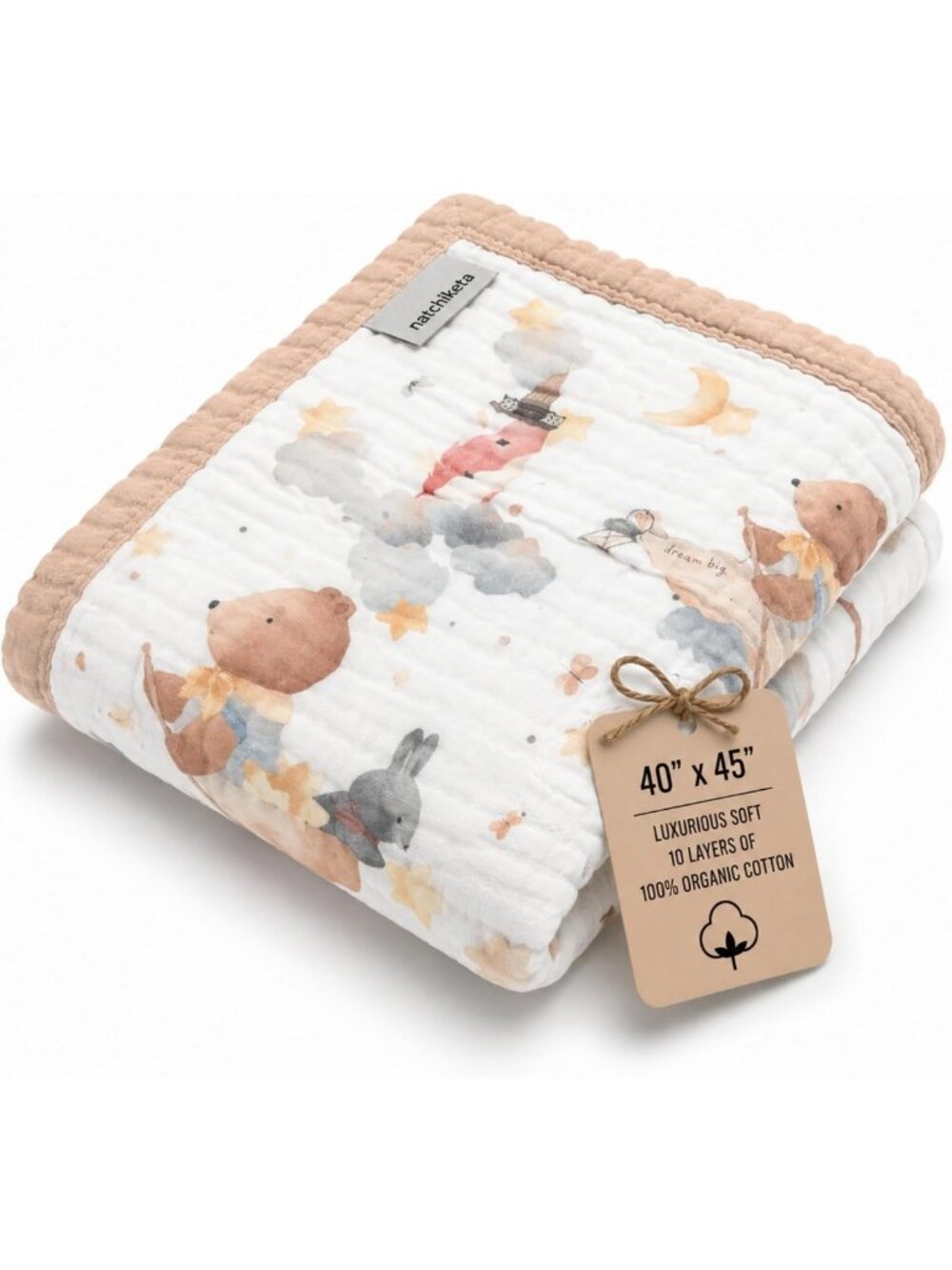 Luxurious Organic Cotton Muslin Baby Blanket - Soft Toddler Quilt for Swaddling